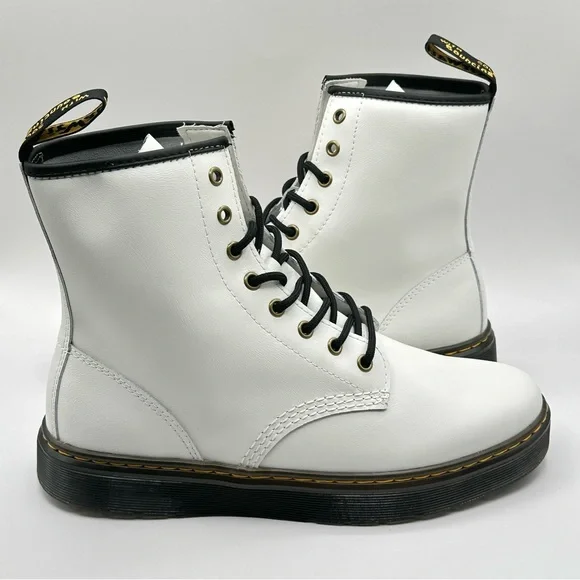 Unisex Dr. Martens Zavala White Leather Combat Boot Women’s Size 11=Men 10 New - Picture 8 of 10